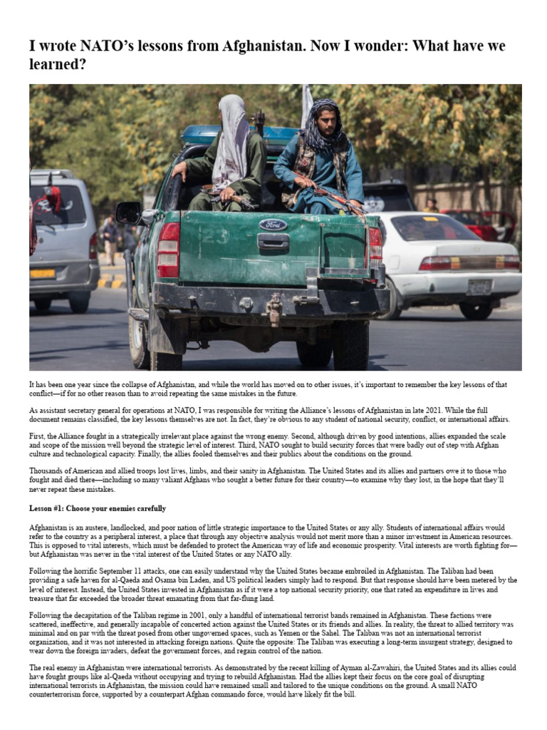 Lessons Learned from NATO in Afghanistan | PDF | Afghanistan | Al Qaeda