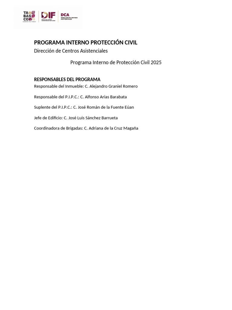 Programa Interno de Protección Civil 2025 | PDF