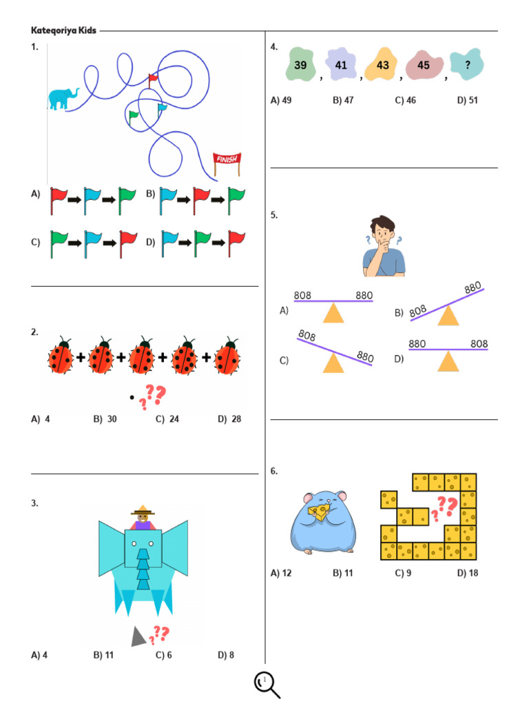 Math Challange 2024 Kateqoriya Kids | PDF