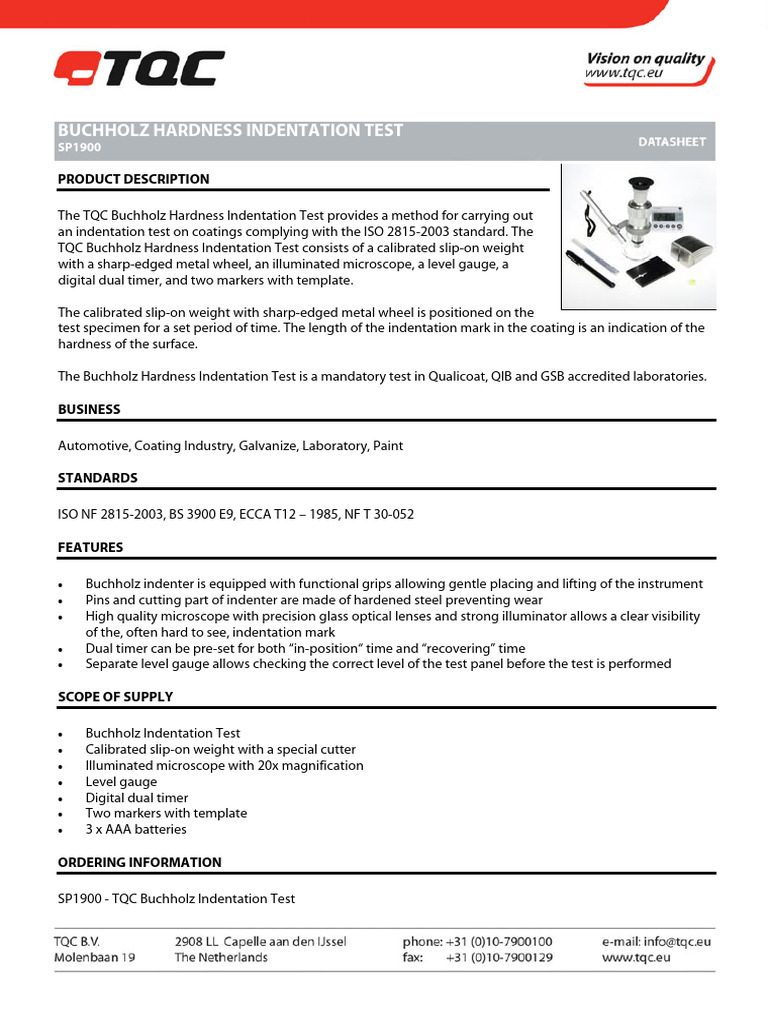 Buchholz Hardness Test SP1900 Guide | PDF | Microscope | Hardness