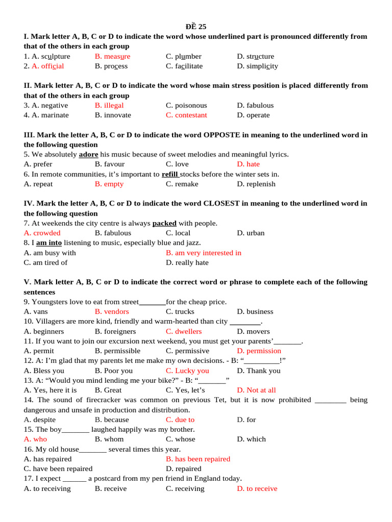 English Language Practice Test 25 | PDF | English Language | Second ...