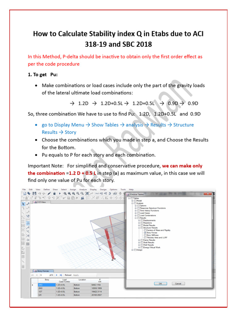 Stability Index Calculation in Etabs | PDF