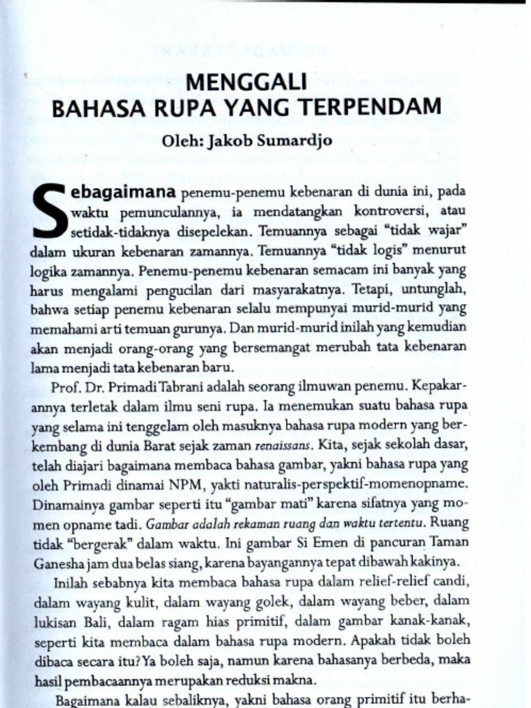 BAHASA RUPA - Pengantar Jacob Sumardjo | PDF