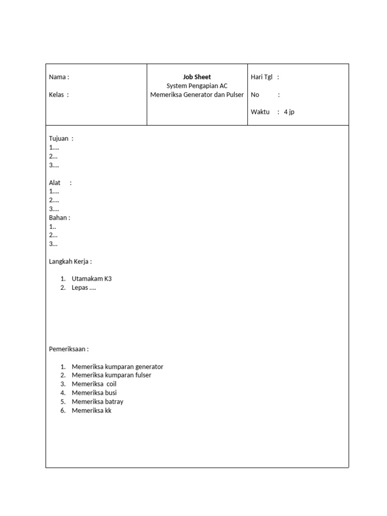 Job Sheet | PDF