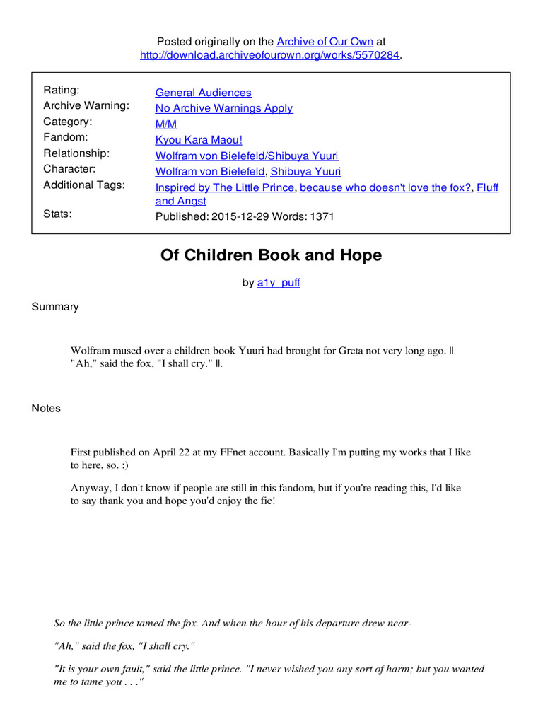 Of Children Book and Hope | PDF