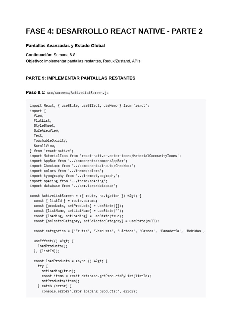 React Native Active List Screen Development | PDF | Computing