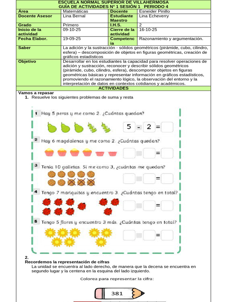 Actividades de Matemáticas para Primer Grado | PDF