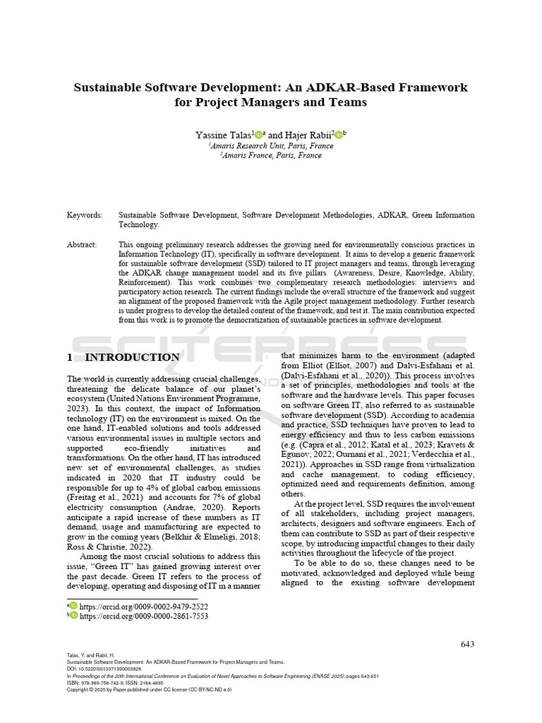 ADKAR Framework for Sustainable Software Development | PDF | Agile ...