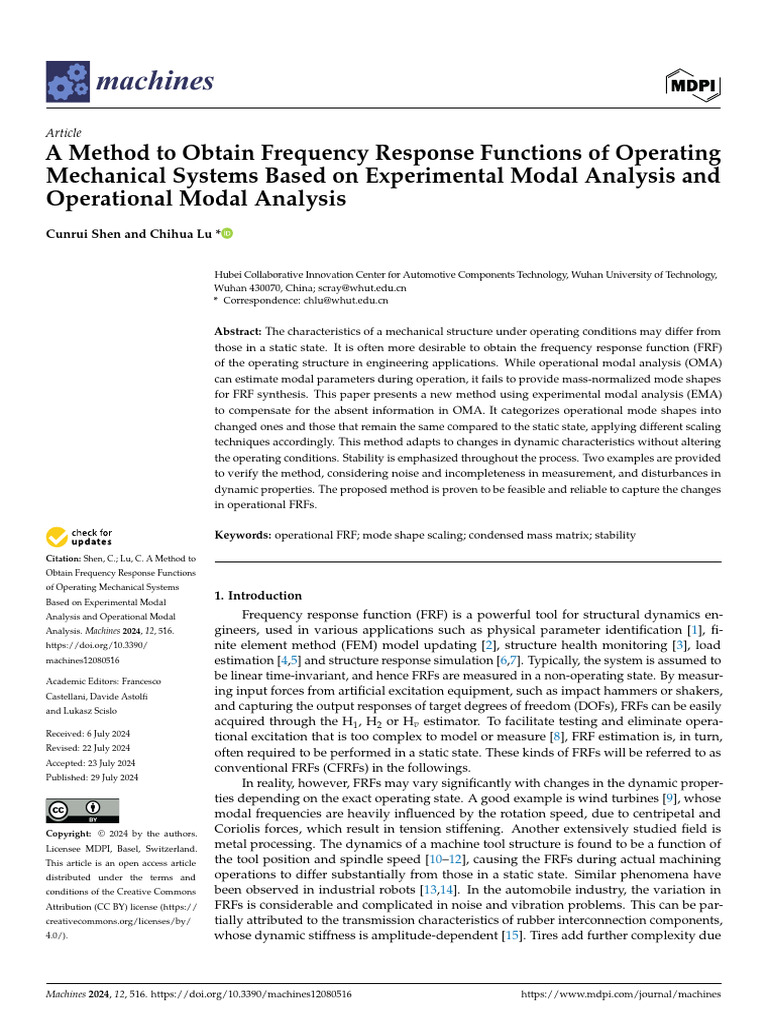Frequency Response Functions in Mechanics | PDF | Normal Mode | Finite ...