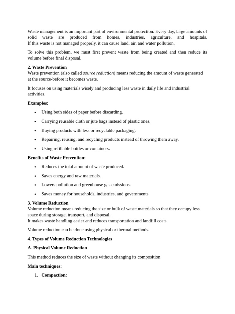 Waste Prevention and Volume Reduction Strategies | PDF | Waste | Waste ...