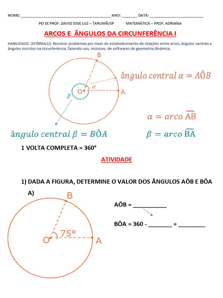 Arcos e Ângulos na Circunferência | PDF