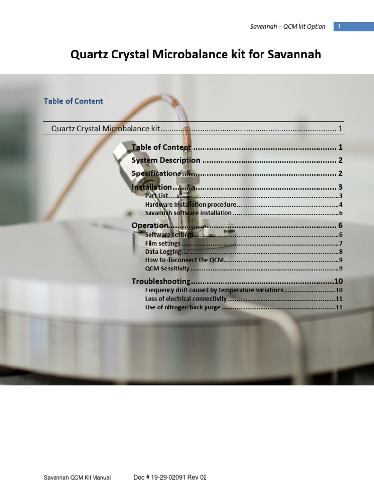 19-29-02091_02 Quartz Crystal Microbalance Kit | PDF