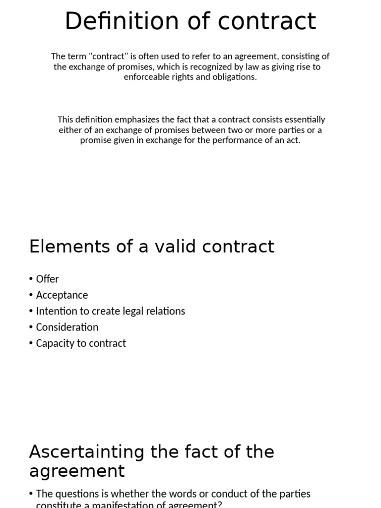 Understanding Contract Definitions and Elements | PDF | Offer And ...