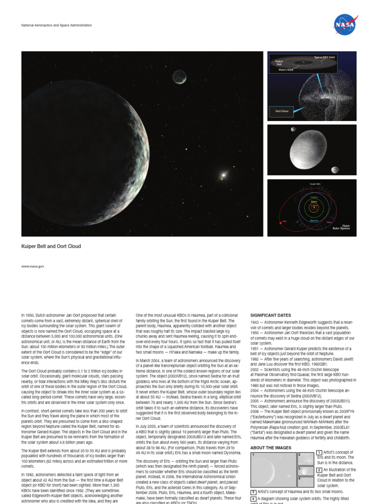 Kuiper Belt and Oort Cloud Overview | PDF | Solar System | Pluto