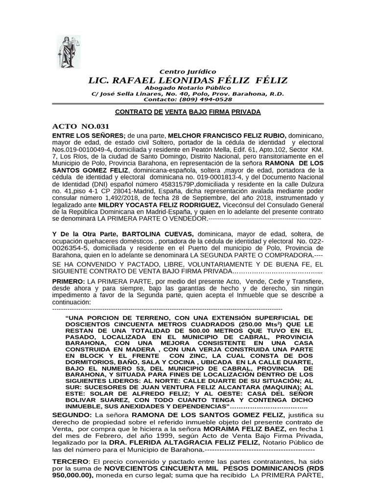 Venta Eddy y Melchor Modificado | PDF | República Dominicana
