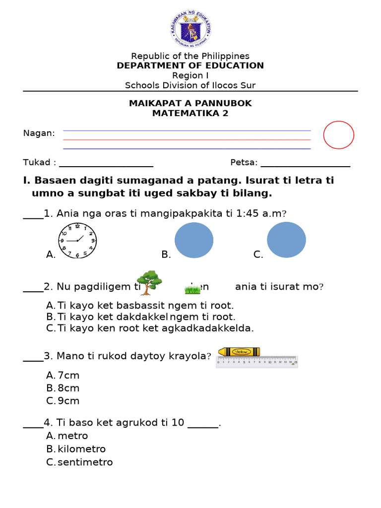 4th PT in Math 2 | PDF