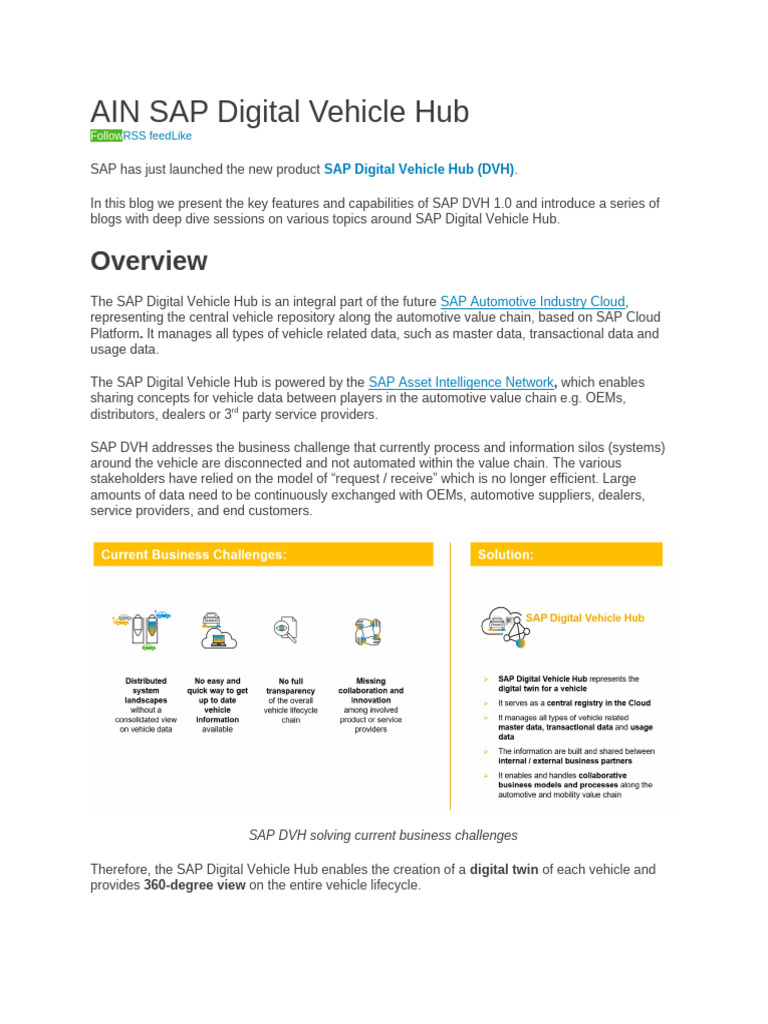 SAP Digital Vehicle Hub Overview | PDF | Cloud Computing | Information