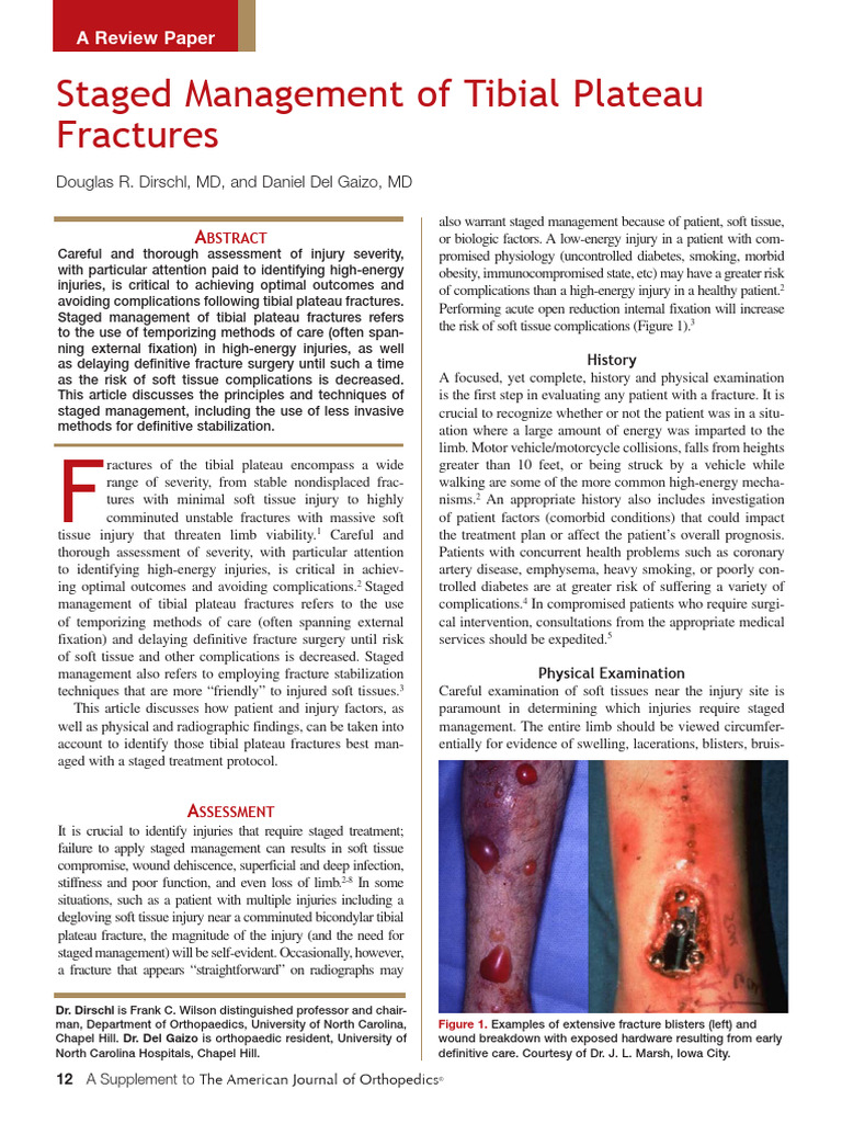Staged Management of Tibial Plateau Fractures | PDF | Knee | Anatomical ...
