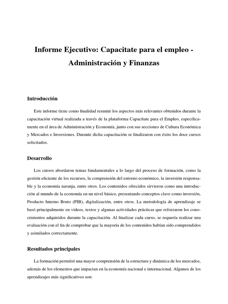Capacitación en Administración y Finanzas | PDF | Inversiones | Aprendizaje