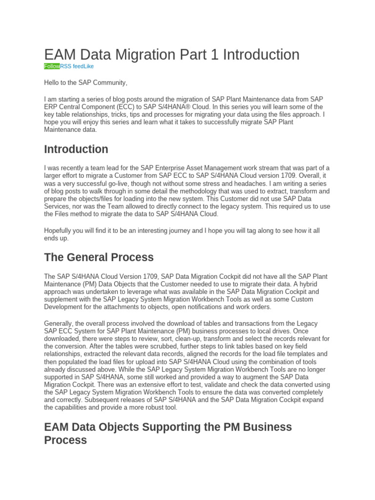 EAM Data Migration Part 1 Introduction | PDF | Computing | Information ...