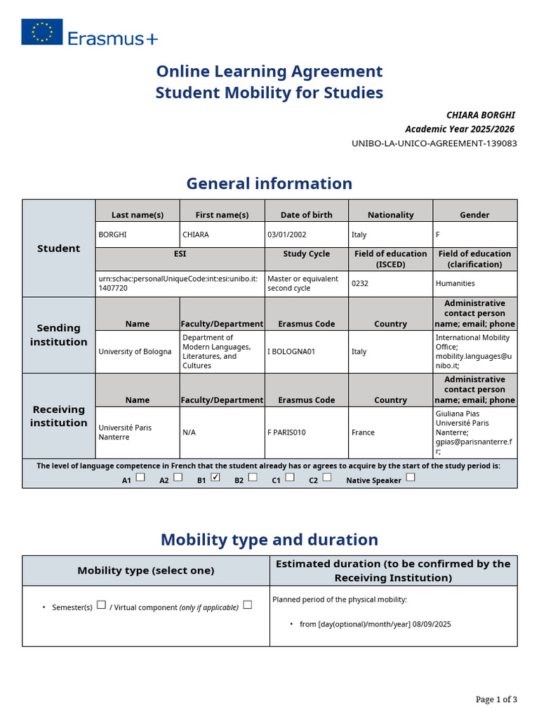 LearningAgreementEwp 139083 V1 | PDF
