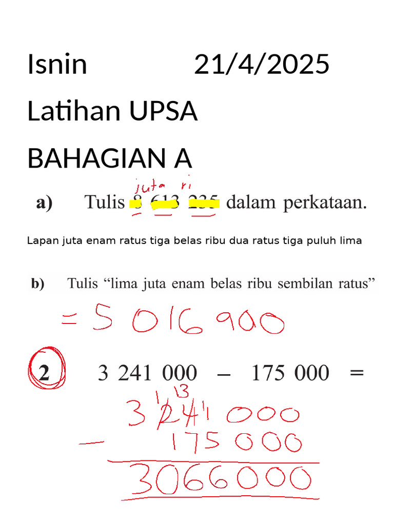 Latihan Upsa Math | PDF