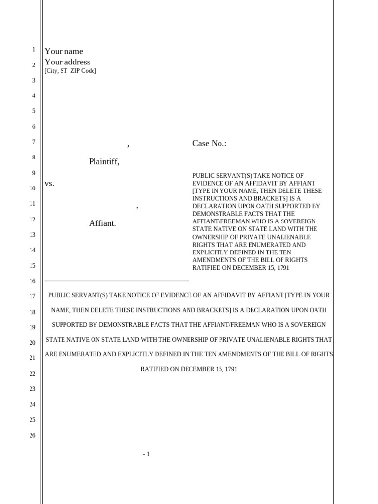 Affidavit of Declaration of Unalienable Rights | PDF | Affidavit | Justice