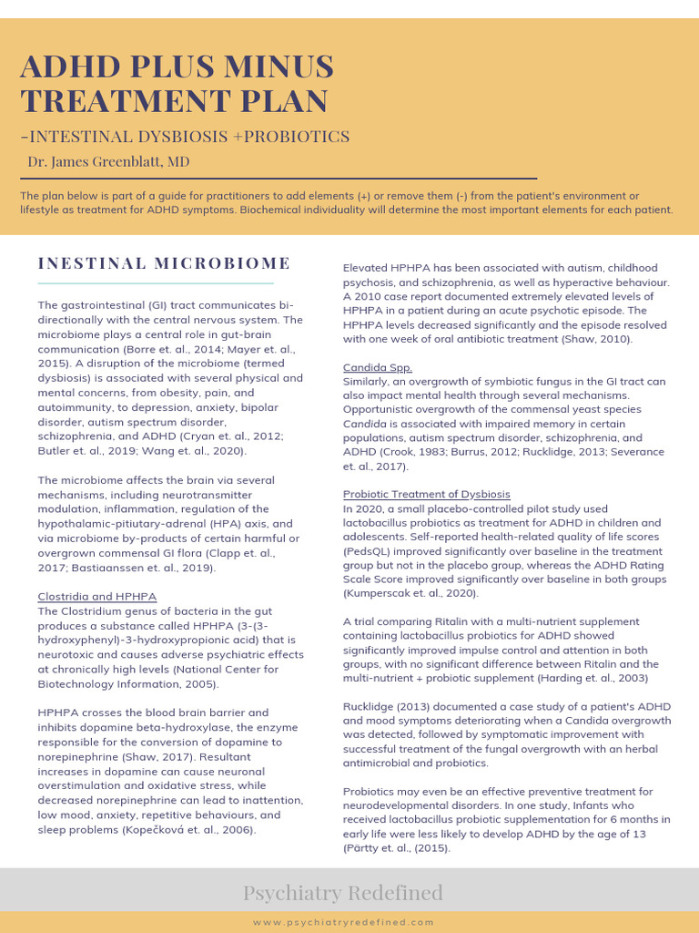 ADHD Treatment Plan Probiotics | PDF | Attention Deficit Hyperactivity ...