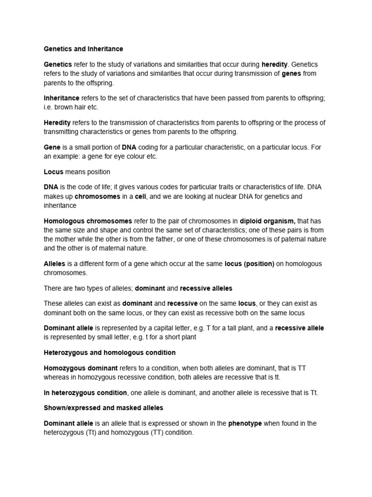 Understanding Genetics and Inheritance | PDF | Dominance (Genetics ...