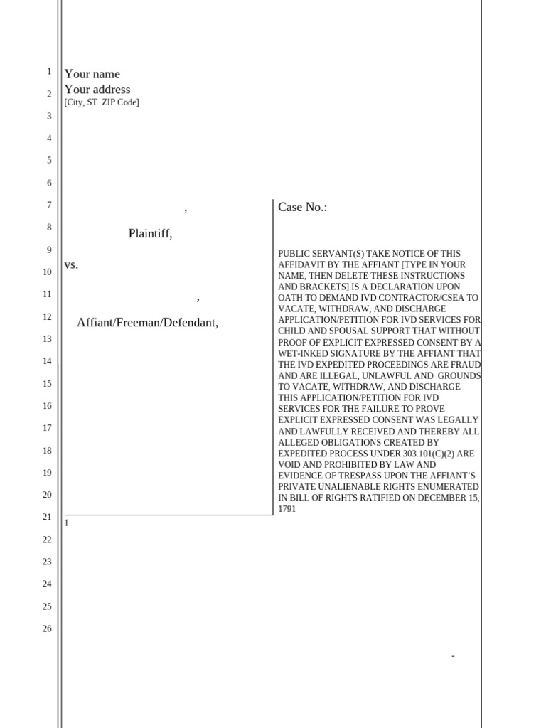 Your Name Your Address | PDF | Affidavit | Common Law