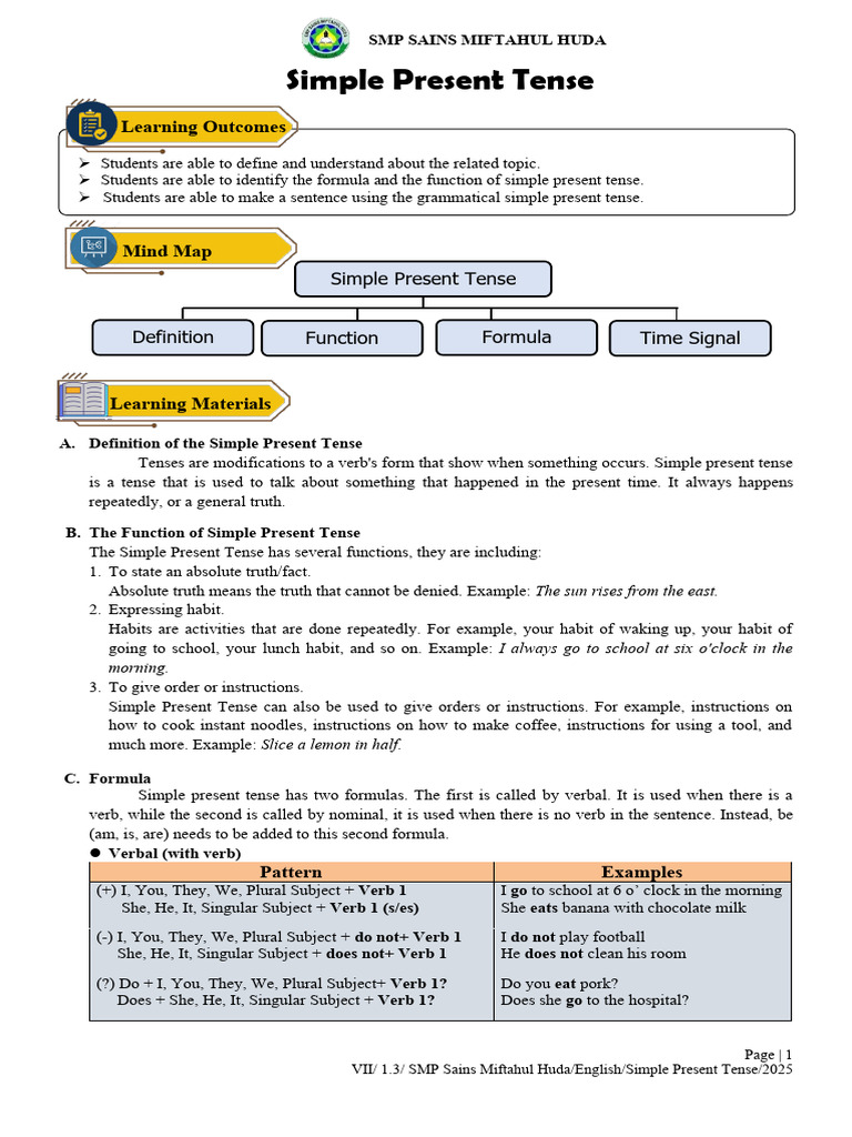 Understanding Simple Present Tense | PDF | Verb | Adverb