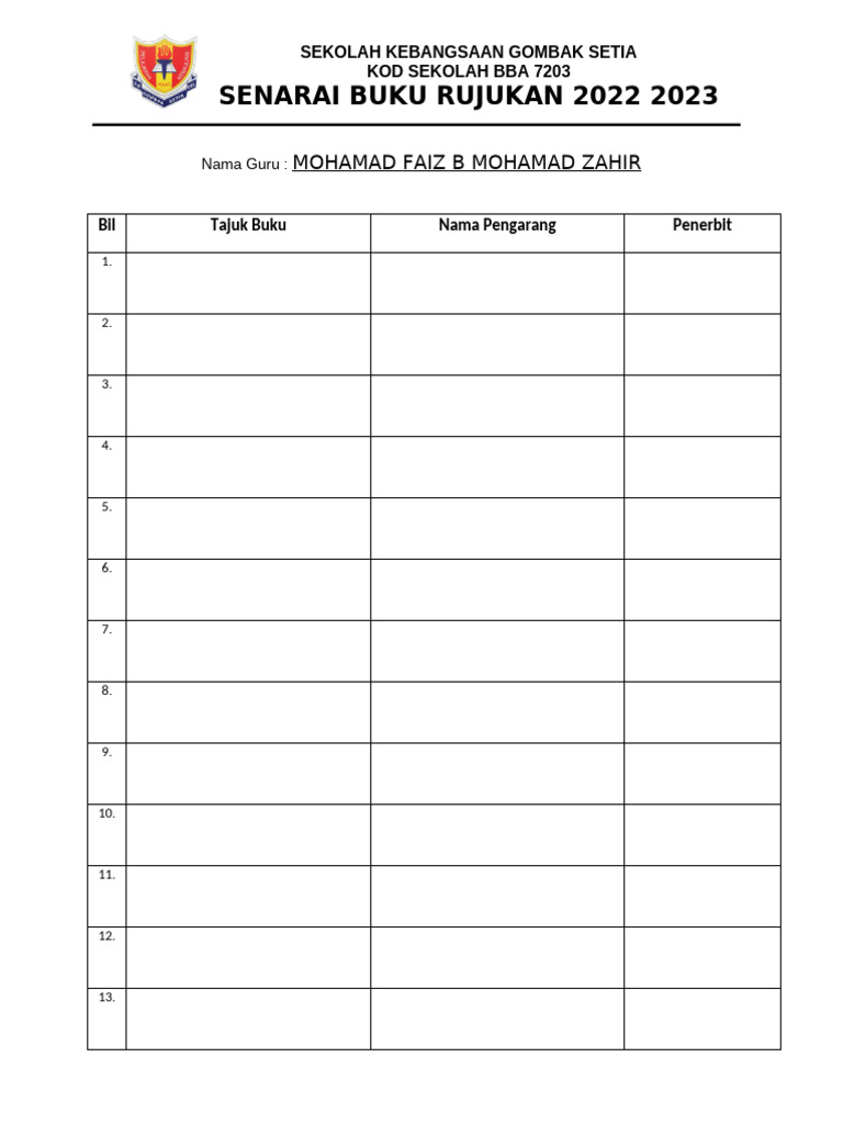 Senarai Buku Rujukan | PDF