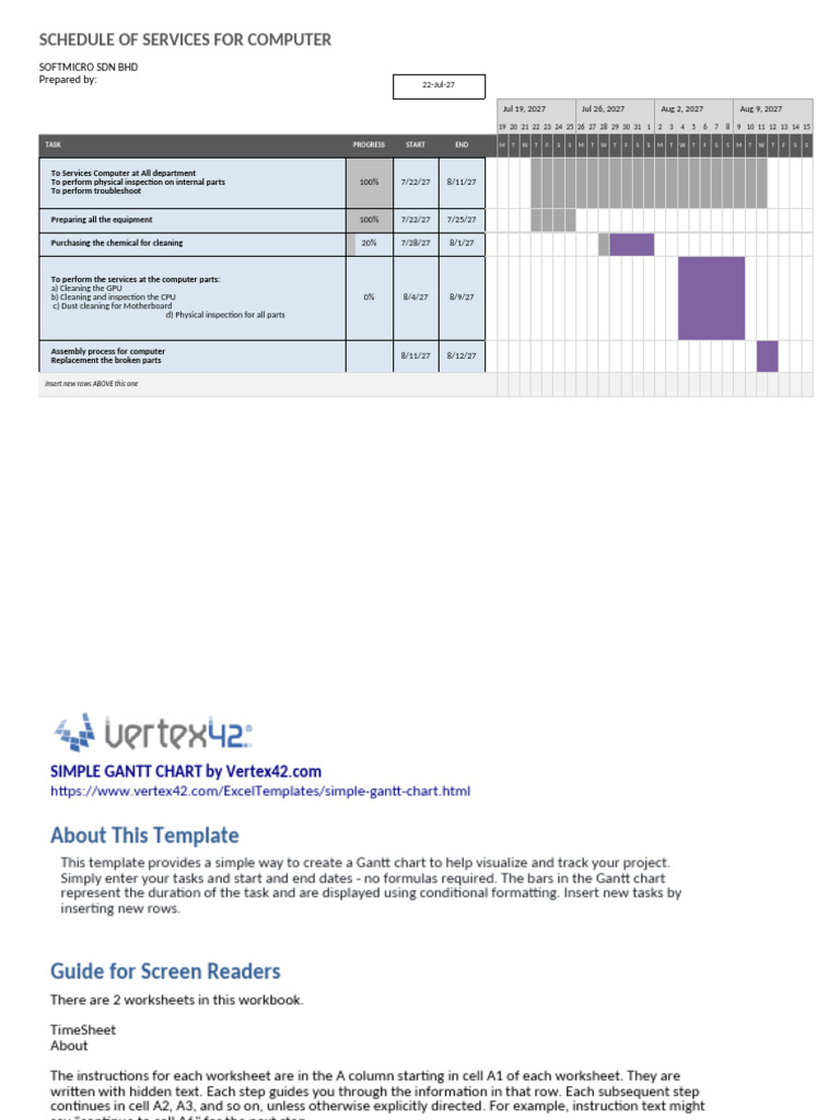 Computer Service Schedule Template | PDF | Spreadsheet