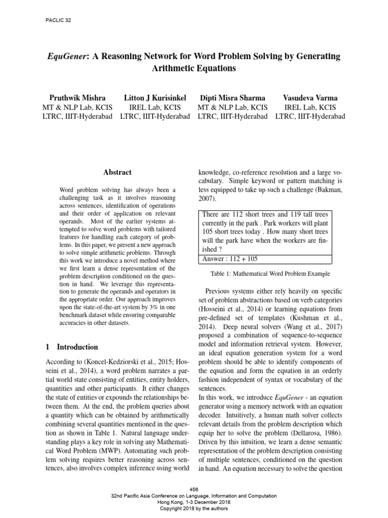 EquGener: Arithmetic Equation Generator | PDF