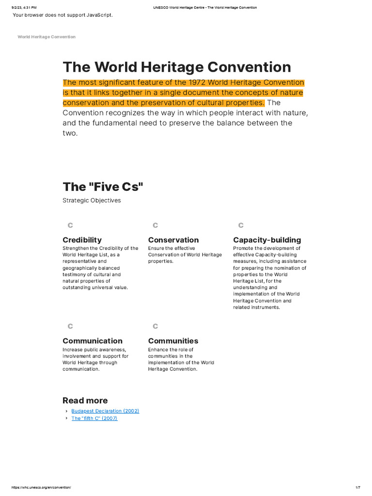 UNESCO World Heritage Centre - The World Heritage Convention | PDF ...