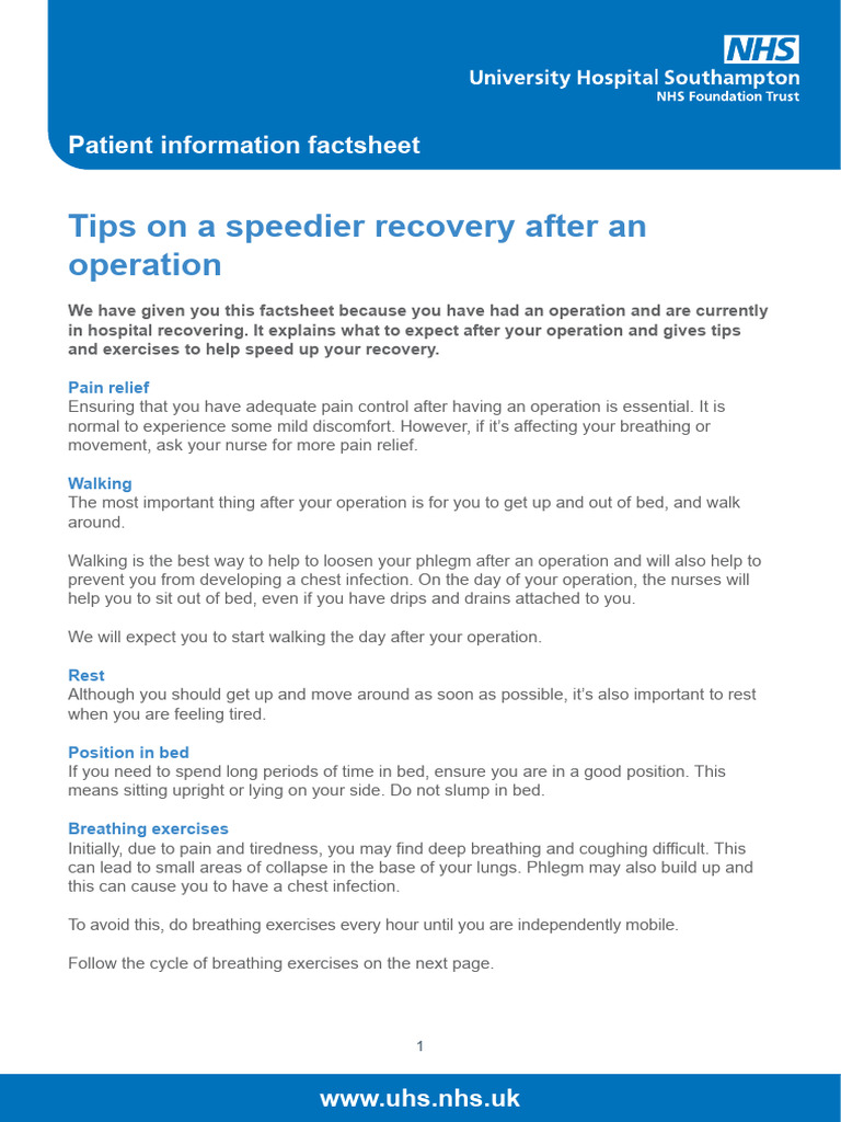 Post-Op Recovery Tips and Exercises | PDF | Breathing | Cough