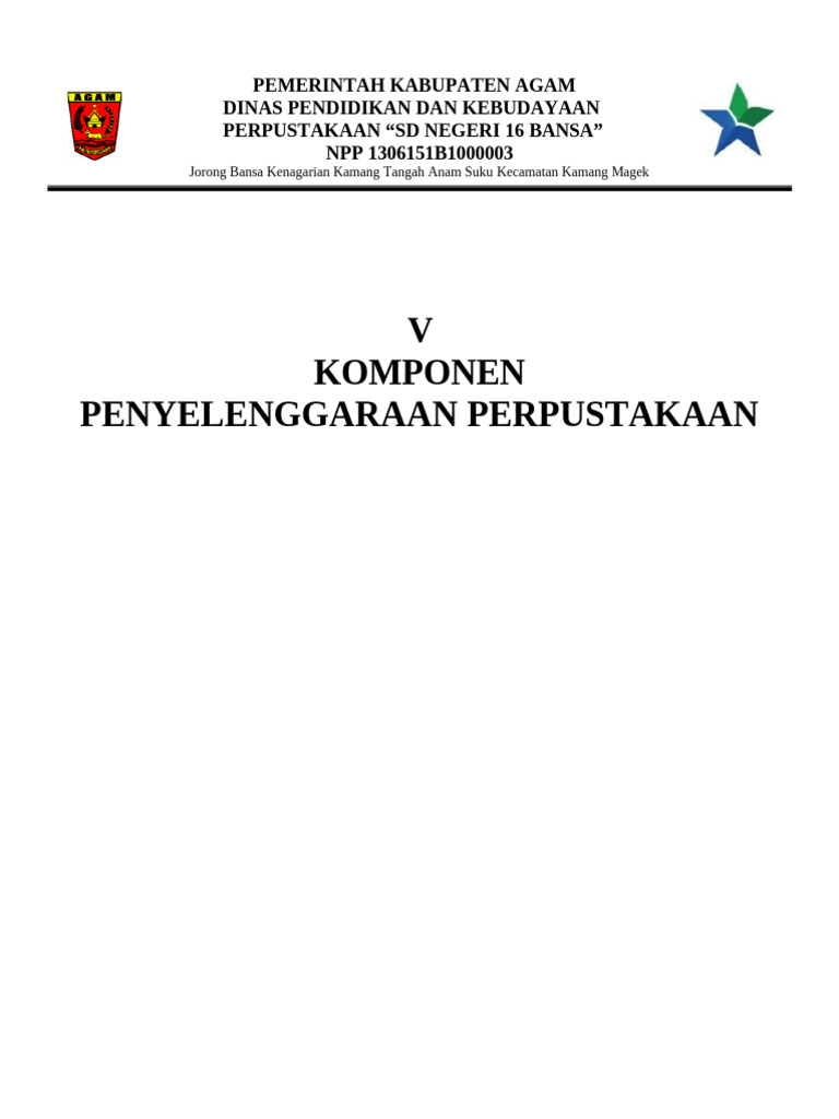Struktur dan Program Perpustakaan SD 16 Bansa | PDF