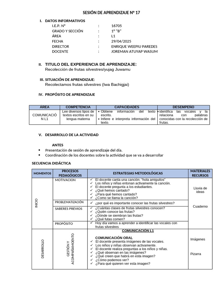 Sesión 17 - L1 | PDF | Aprendizaje | Modificación de comportamiento