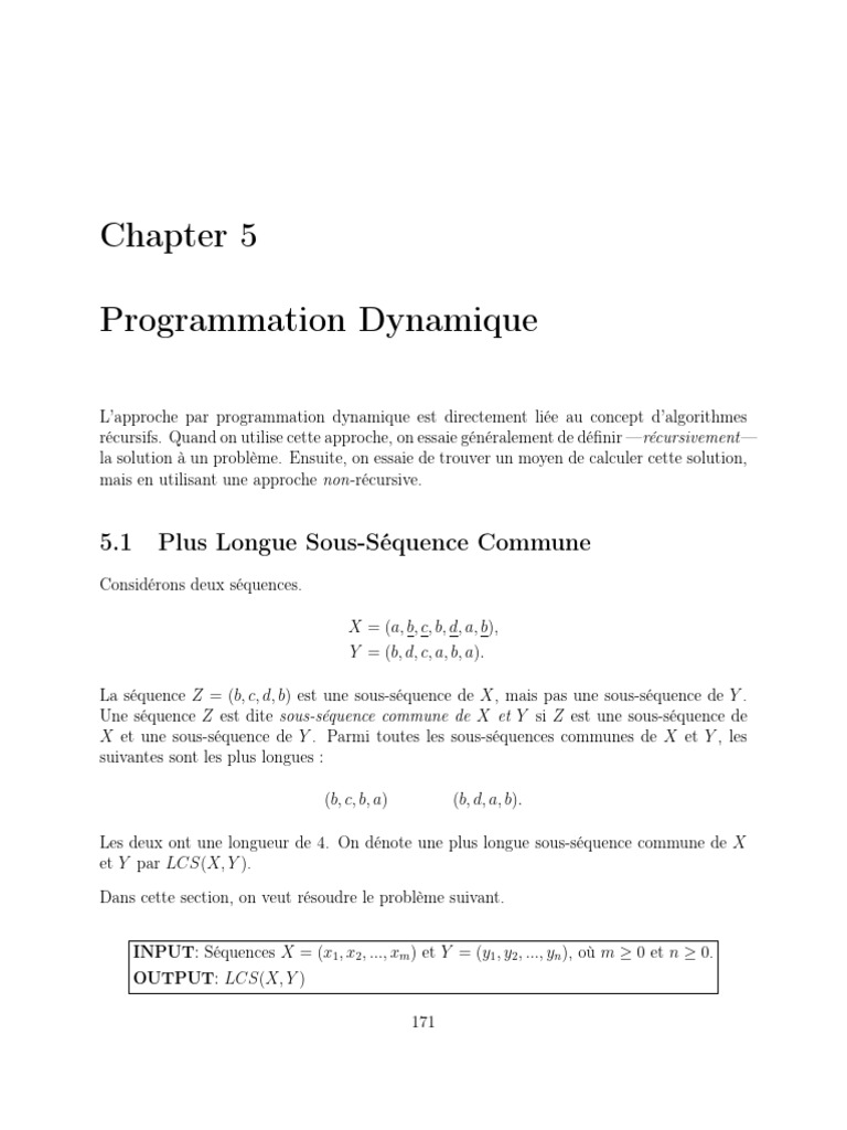 Programmation Dynamique : LCS expliquée | PDF | Programmation dynamique ...