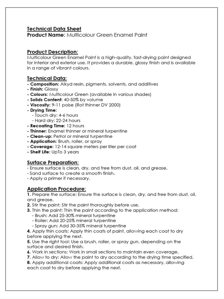 Technical Data Sheet Product Name: Product Description:: Multicolour ...