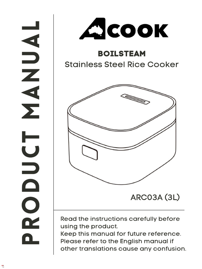 Stainless Steel Rice Cooker Manual | PDF | Cooking | Rice