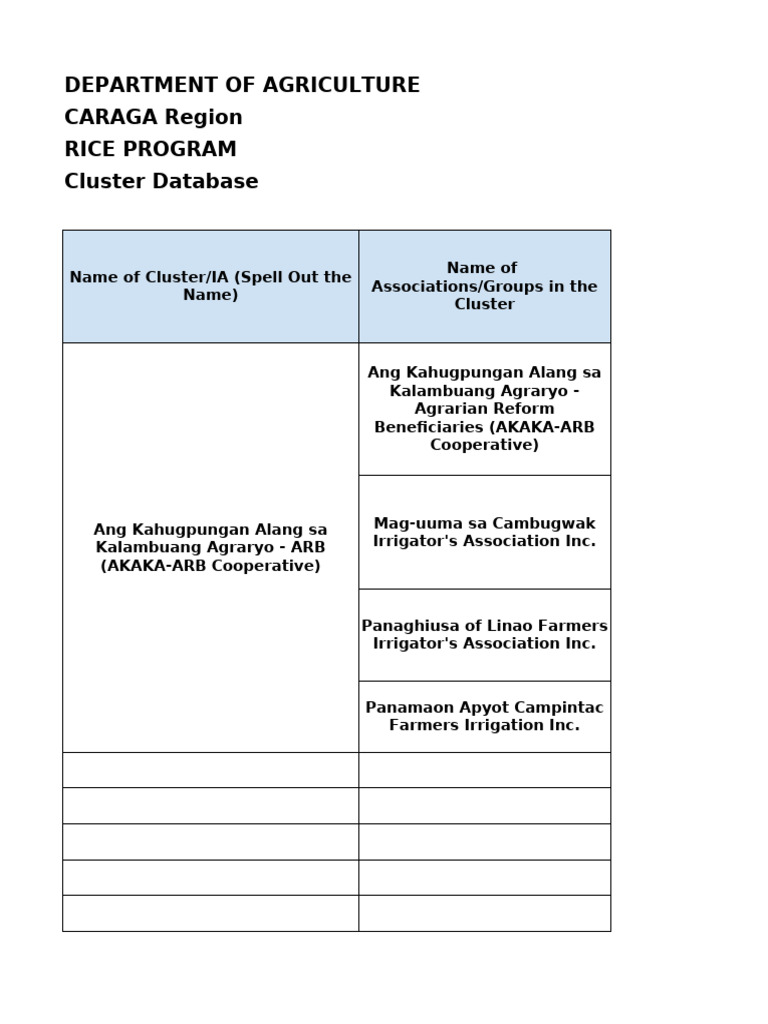 Caraga Region Rice Program Database | PDF | Agriculture