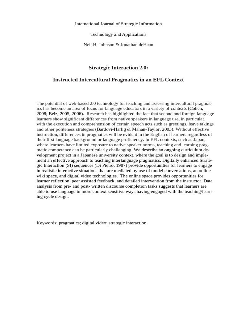 Teaching Intercultural Pragmatics Online | PDF | Learning | Second ...