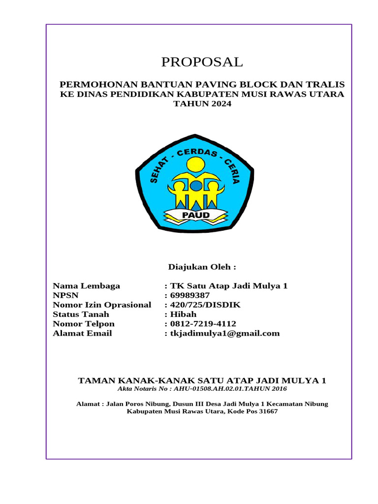 Permohonan Bantuan Paving Block dan Tralis | PDF