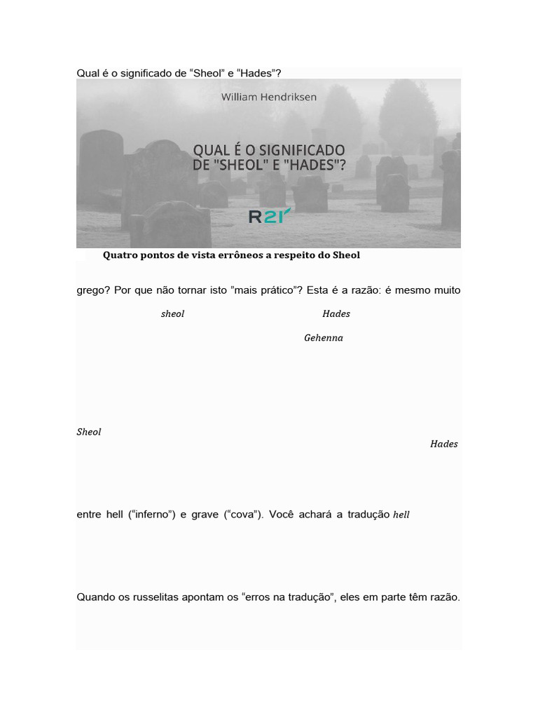 Significado de Sheol e Hades | PDF | Inferno