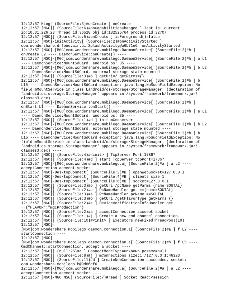 MobileGo Daemon Service Log Analysis | PDF | Network Socket | Computer ...