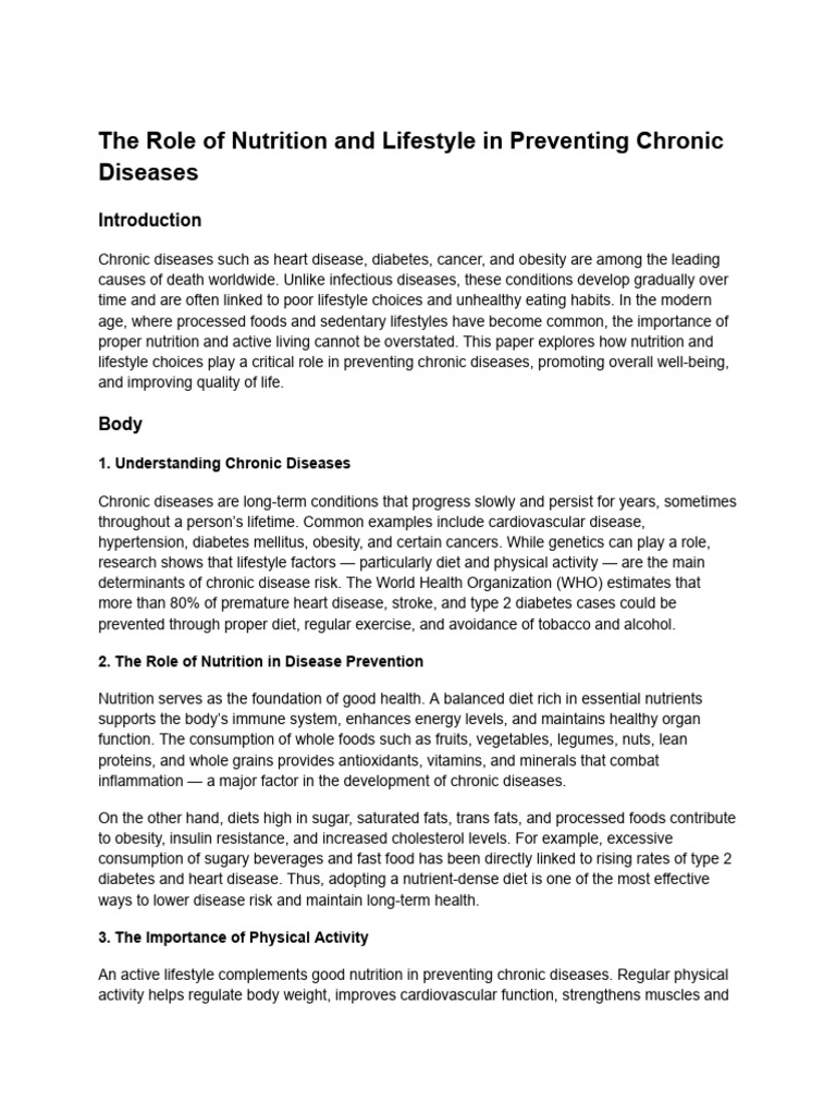 The Role of Nutrition and Lifestyle in Preventing Chronic Diseases ...