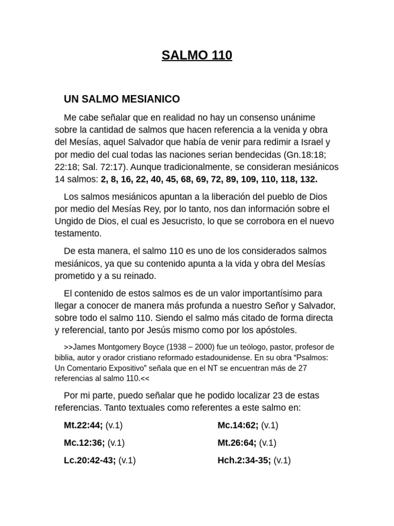 Salmo 110: Profecía Mesiánica y Autoría | PDF | Salmos | David