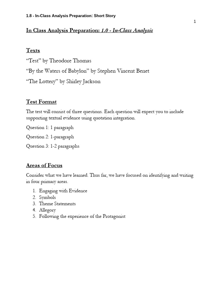 Short Story Analysis Test Prep Guide | PDF | Human Communication