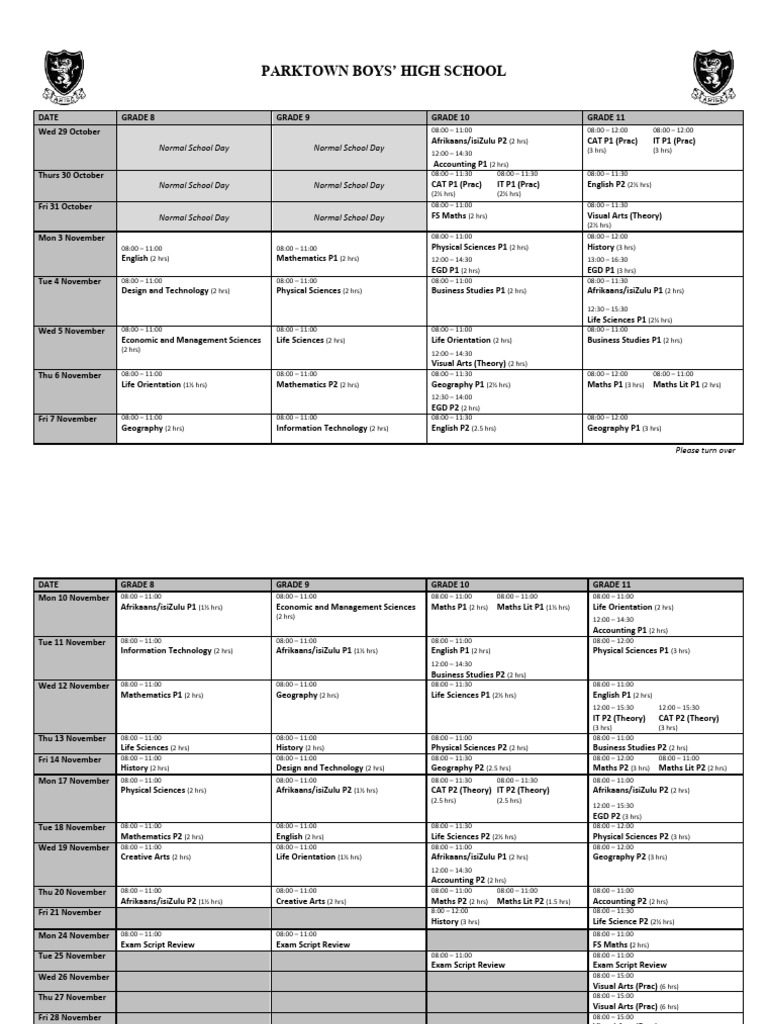 Grade 8 & 9 Final Exam Timetable 2025 | PDF | Inquiry | Educational Stages